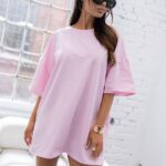 T-shirt oversize MC SMILE pudrowy-puder