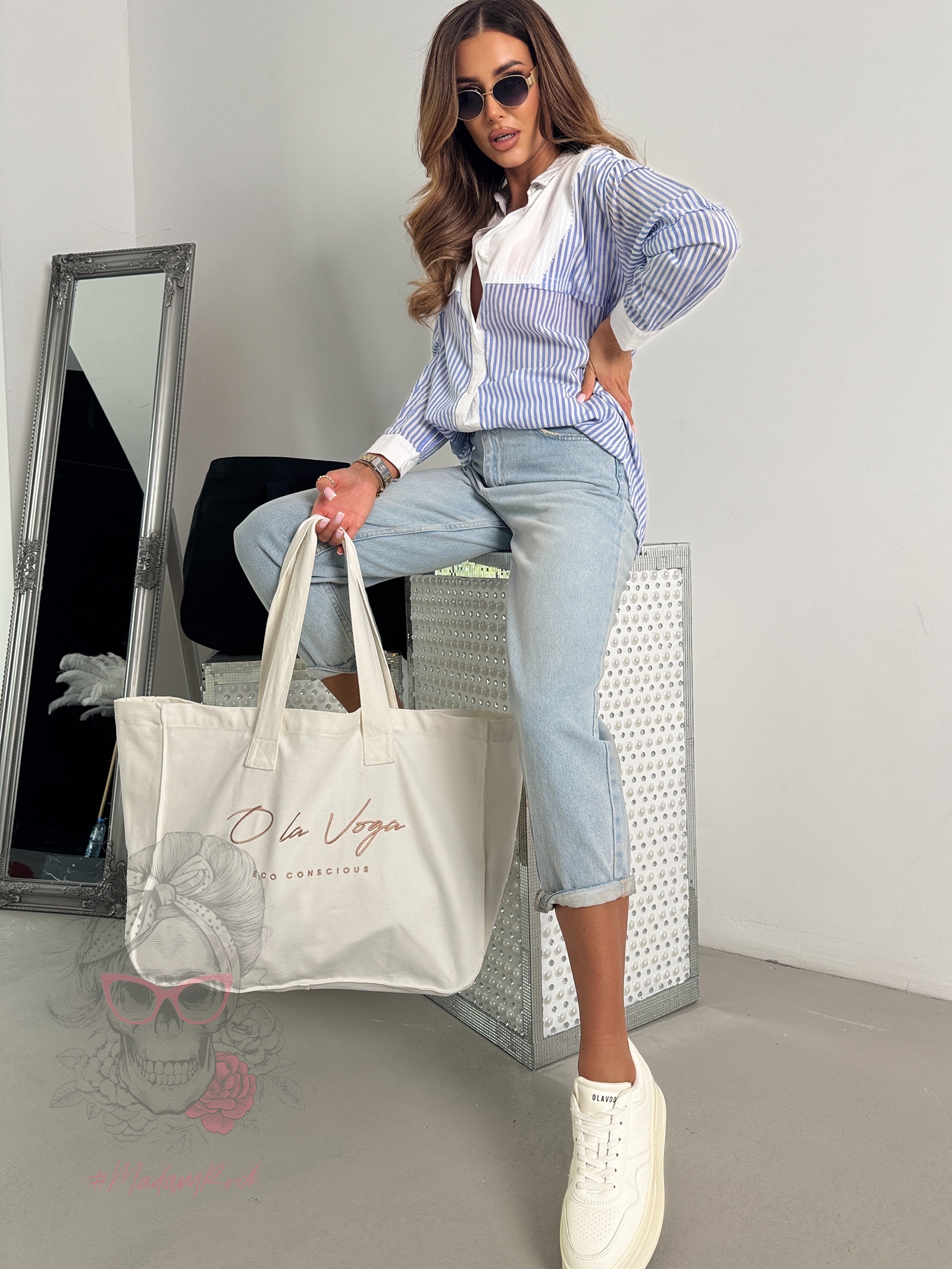 Spodnie jeansowe MomFit niebieskie