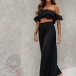 Komplet top + spodnie plisowane Mullę czarny