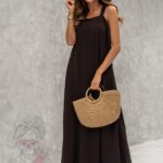 Sukienka maxi luźna Roodos czekoladowa