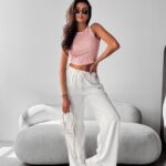 Top dopasowany WRAITH OLAVOGA Róż+Ecru