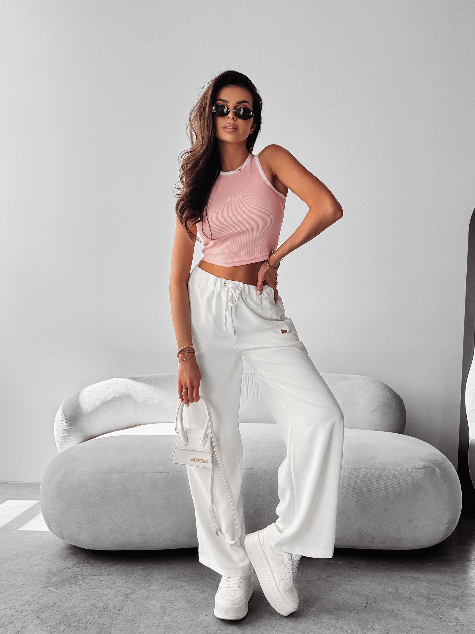 Top dopasowany WRAITH OLAVOGA Róż+Ecru