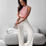 Top dopasowany WRAITH OLAVOGA Róż+Ecru