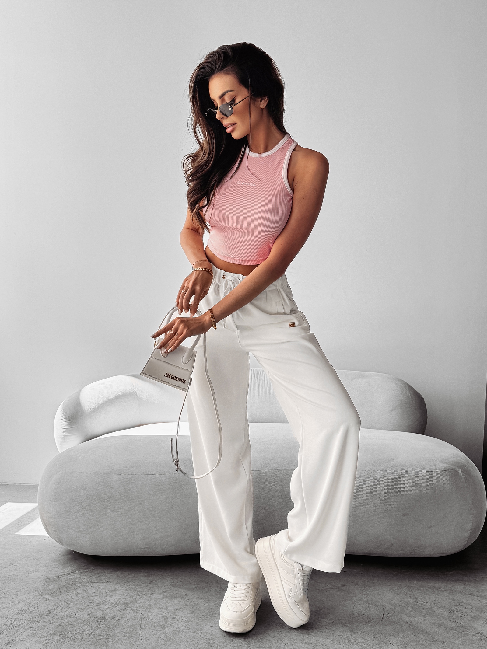 Top dopasowany WRAITH OLAVOGA Róż+Ecru