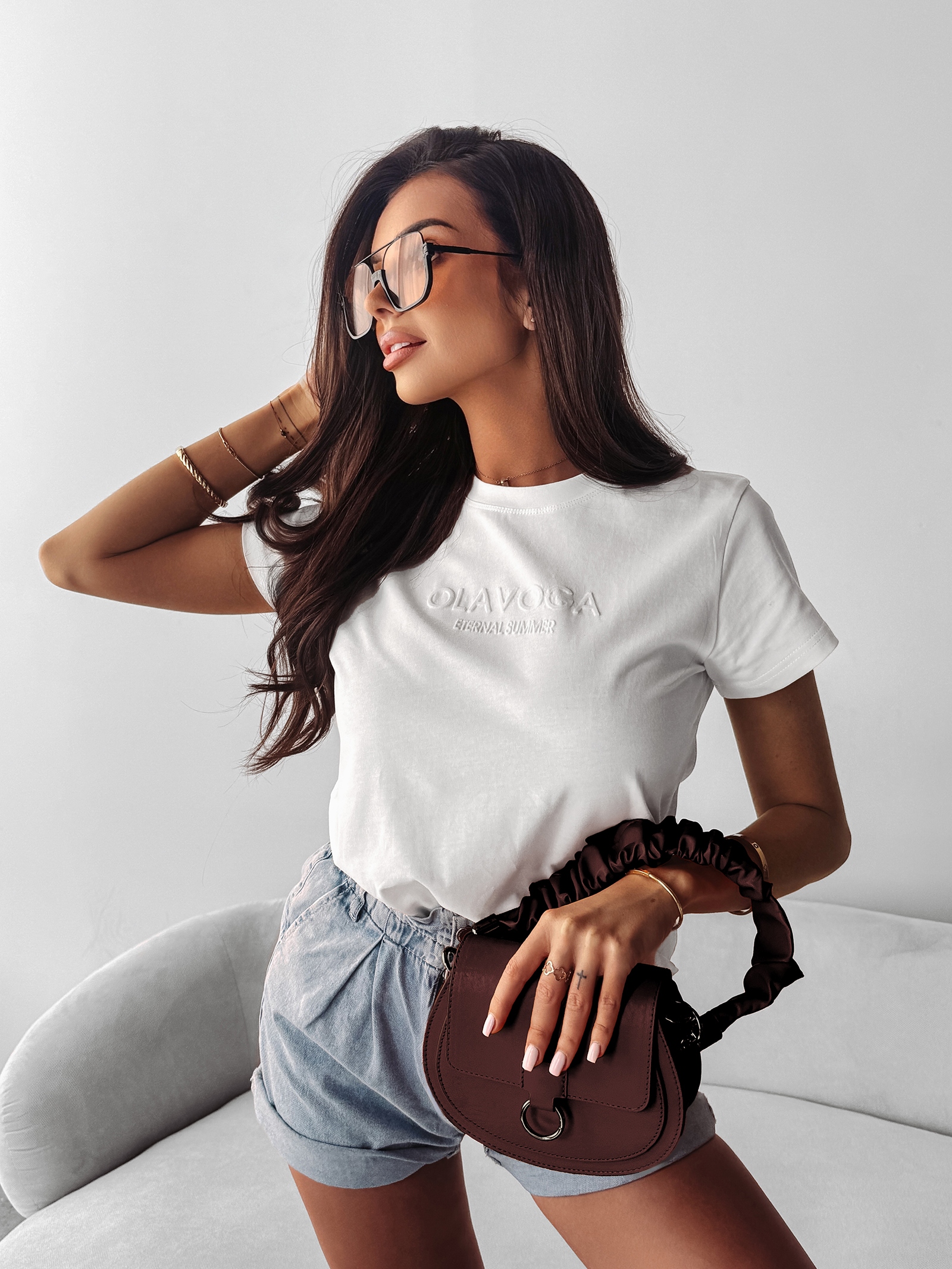 T-shirt damski bawełniany SUBTLE OLAVOGA ecru