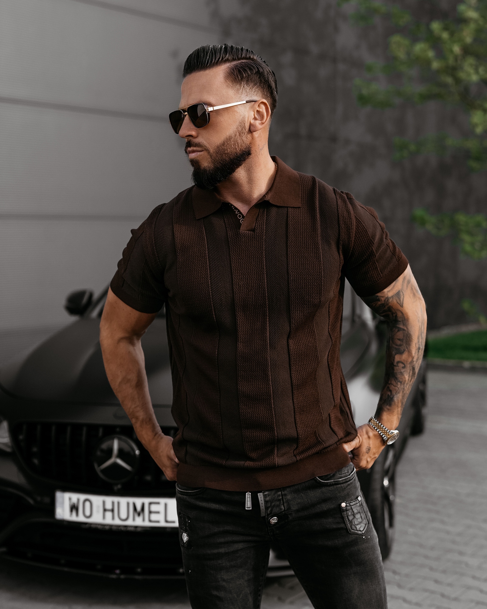 Koszulka polo męska REER OLAVOGA brązowa