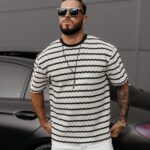 T-shirt męski elastyczny STRIP OLAVOGA w paski