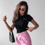 Spodenki jeansowe z wysokim stanem ROOT OLAVOGA różowe