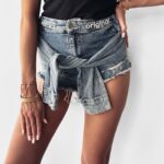 Spodenki jeansowe z wiązaniem DUALLY OLAVOGA jasnoniebieskie