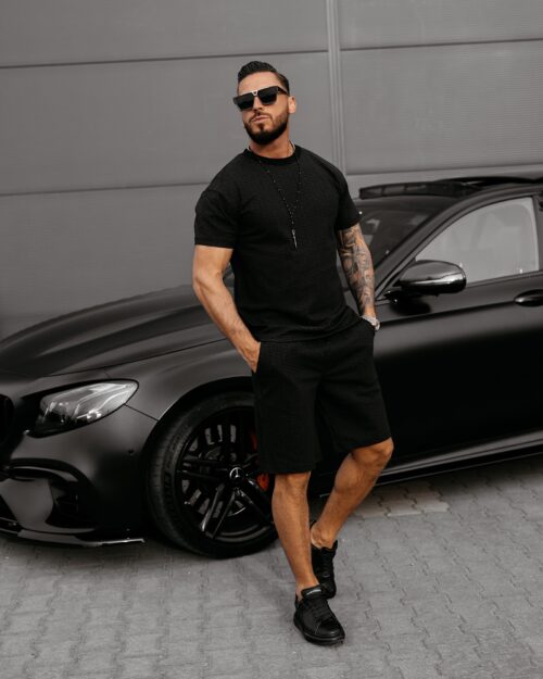 Komplet męski z tłoczonym logo XAER OLAVOGA czarny