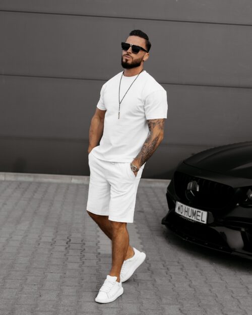 Komplet męski z tłoczonym logo XAER OLAVOGA ecru