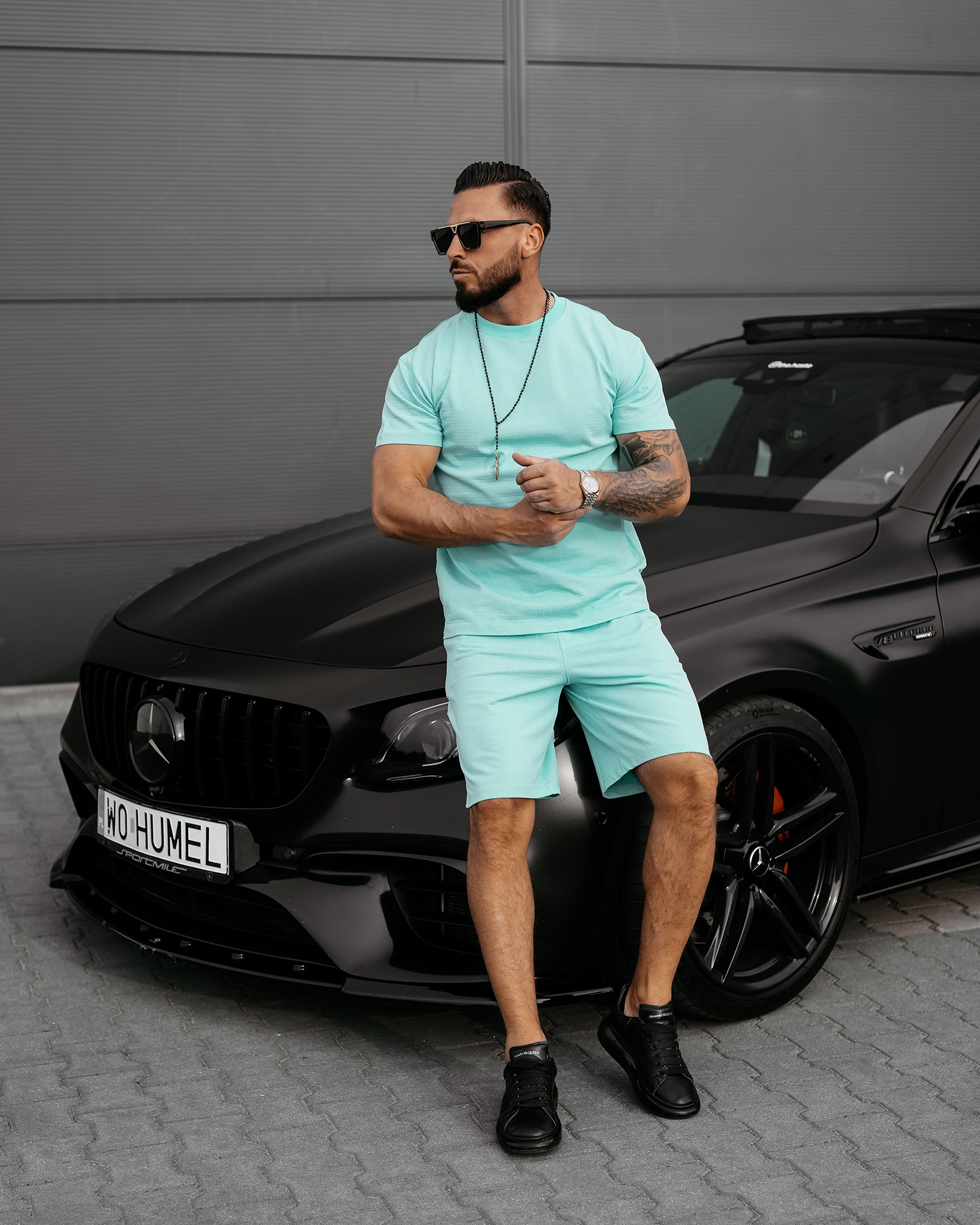 Komplet męski z tłoczonym logo XAER OLAVOGA miętowy Komplet męski z tłoczonym logo XAER OLAVOGA miętowy