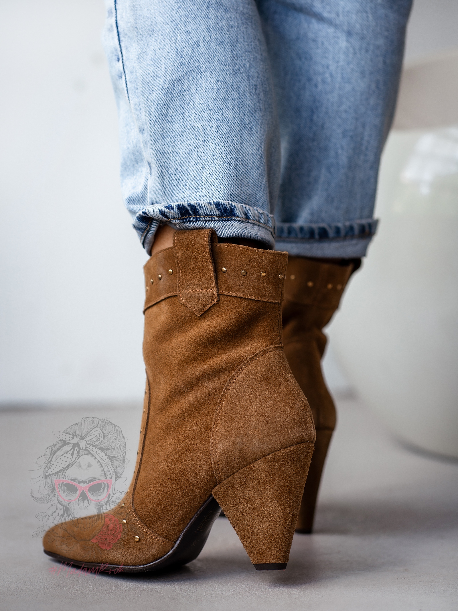 Botki zamszowe Madam Tuttos karmelowe Botki zamszowe Madam Tuttos karmelowe