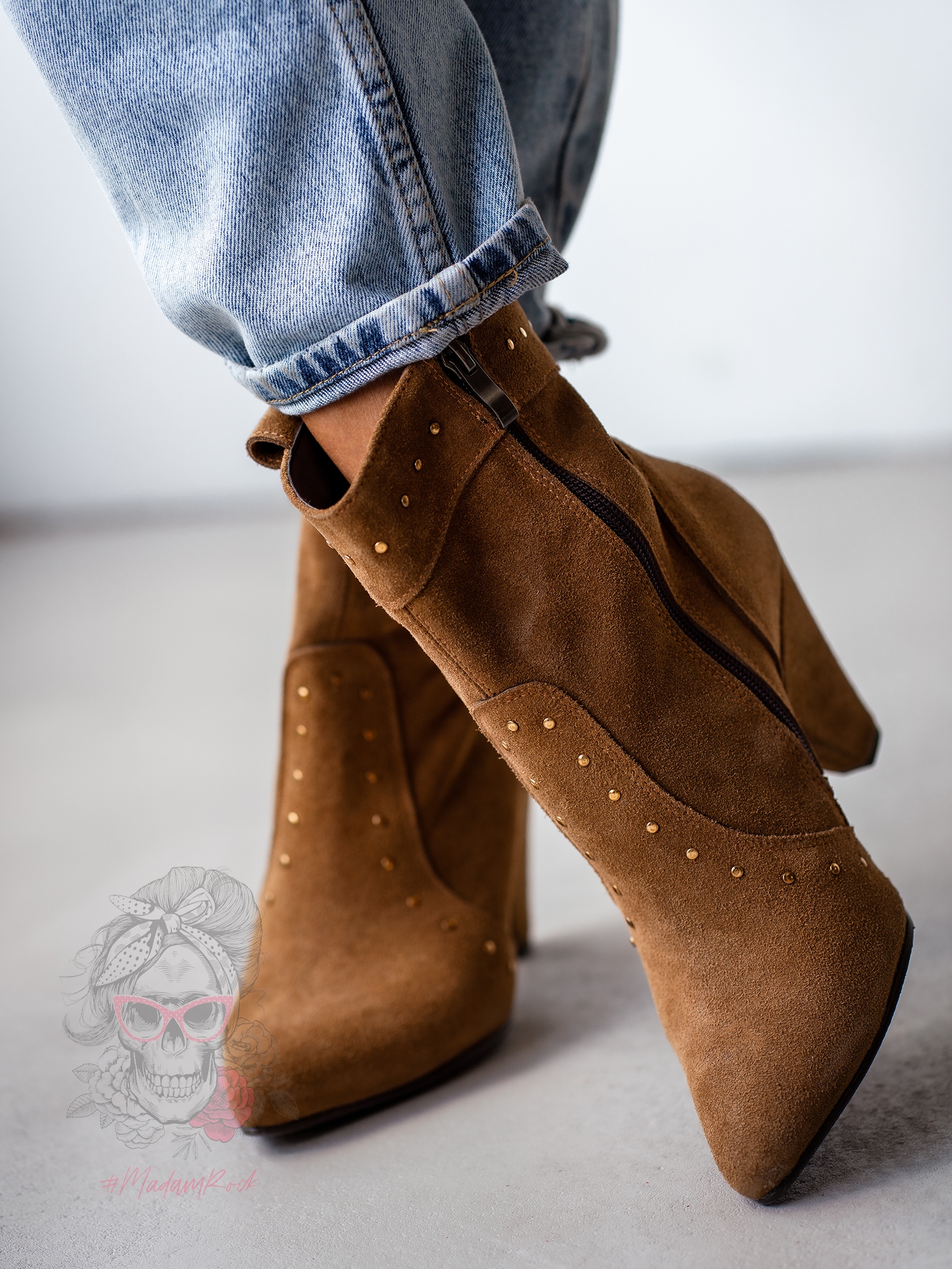 Botki zamszowe Madam Tuttos karmelowe Botki zamszowe Madam Tuttos karmelowe