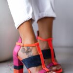 Sandały na słupku Madam Gasi pomarańczowe