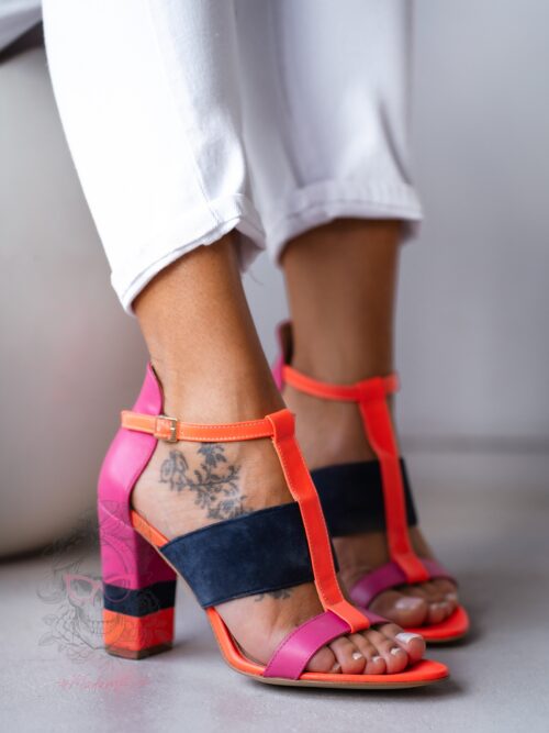 Sandały na słupku Madam Gasi pomarańczowe