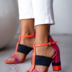 Sandały na słupku Madam Gasi pomarańczowe