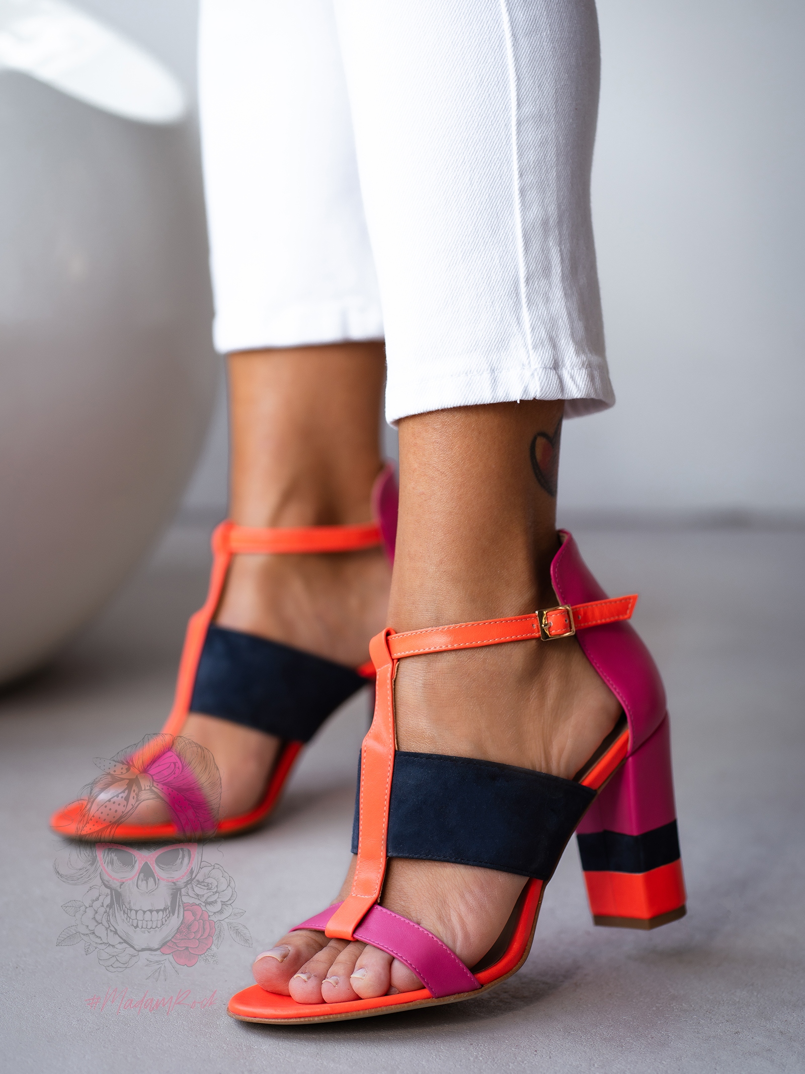 Sandały na słupku Madam Gasi pomarańczowe