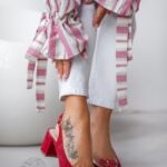 Czółenka na słupku Madam AmoreMio malinowe