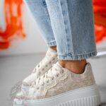 Buty sportowe na platformie Madam Amona beżowe