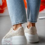 Buty sportowe na platformie Madam Amona beżowe