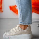 Buty sportowe na platformie Madam Amona beżowe