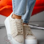 Buty sportowe na platformie Madam Amona beżowe