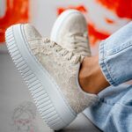 Buty sportowe na platformie Madam Amona beżowe