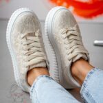 Buty sportowe na platformie Madam Amona beżowe