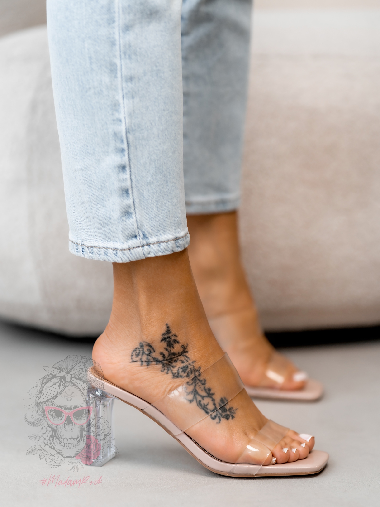 Klapki transparentne Madam Messii nude