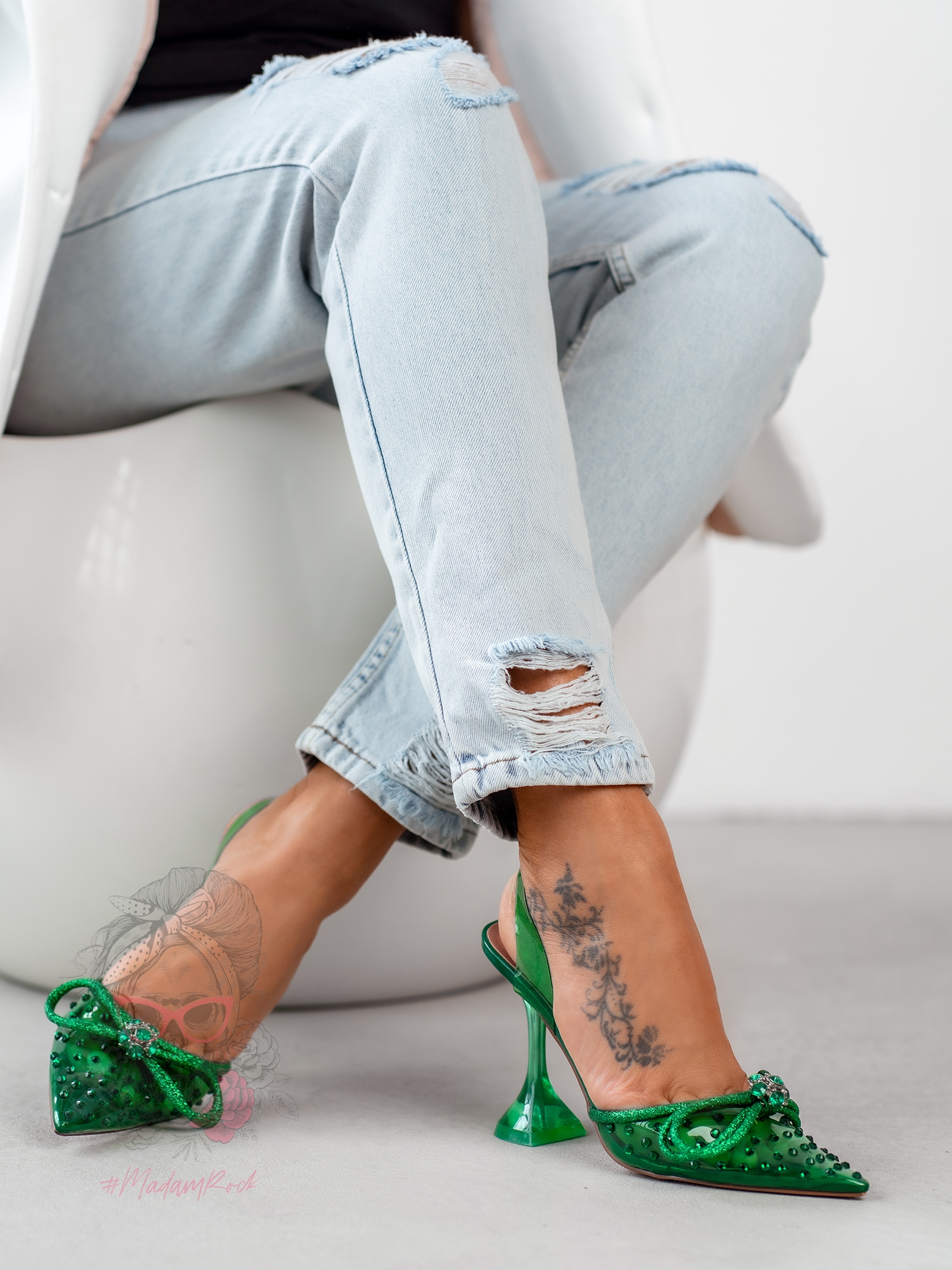 Czółenka transparentne Madam Slammer zielone