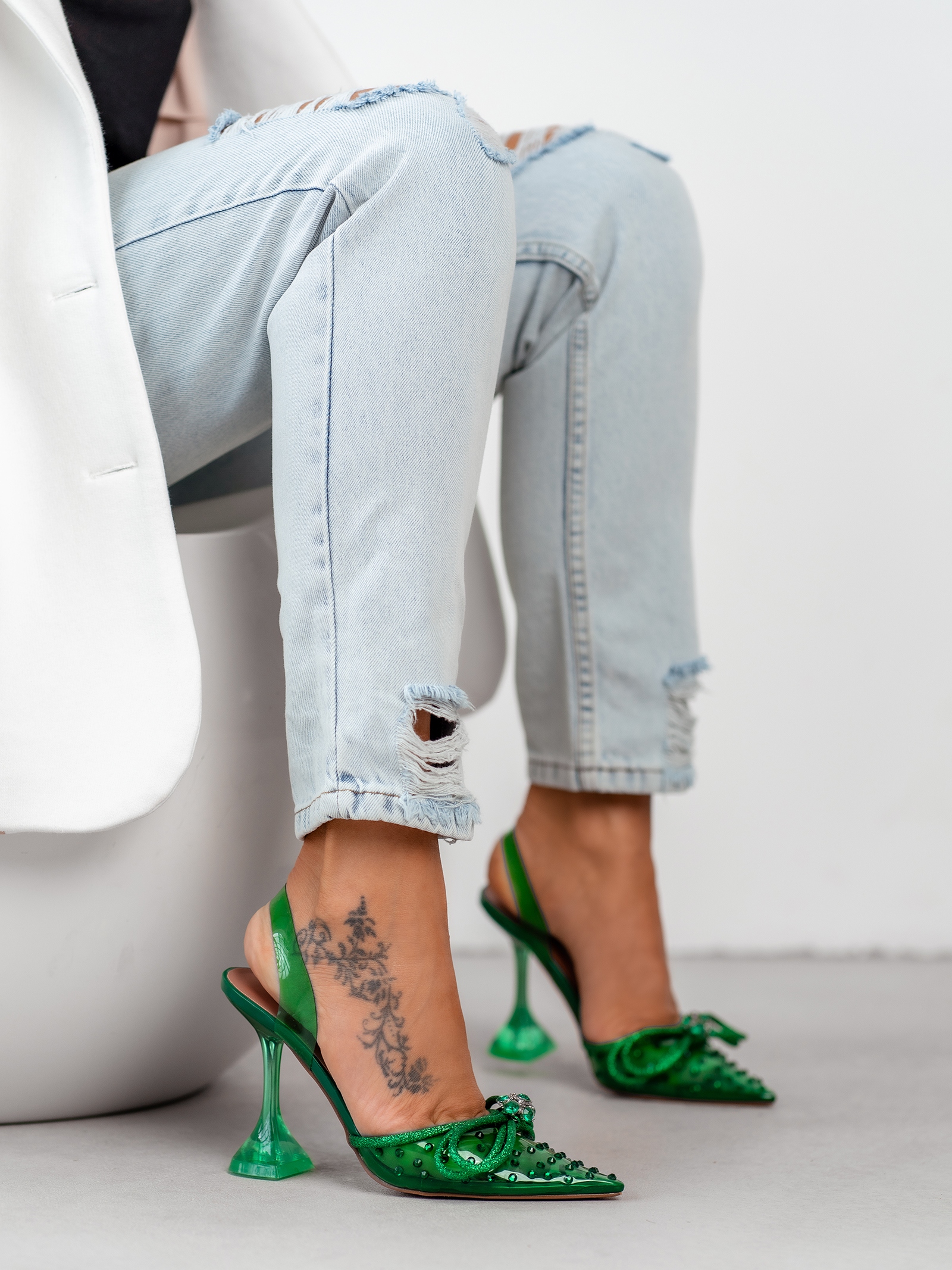 Czółenka transparentne Madam Slammer zielone