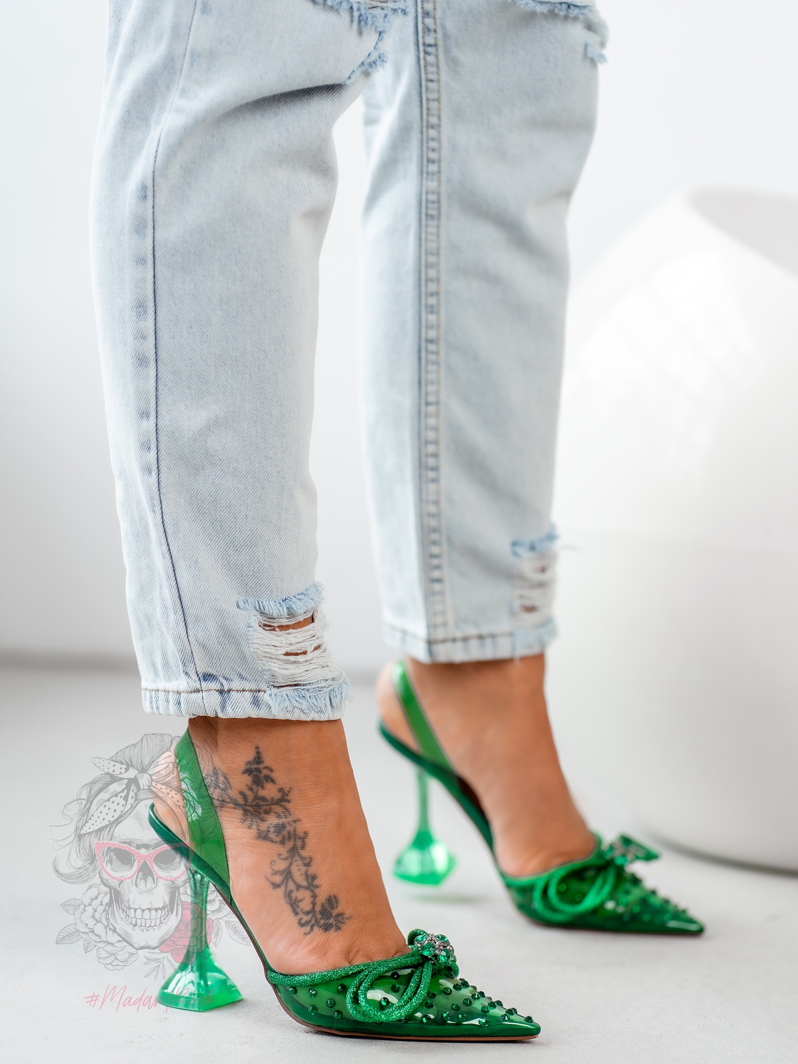 Czółenka transparentne Madam Slammer zielone