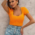 Top ażurowy Leti mandarynkowy