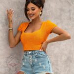 Top ażurowy Leti mandarynkowy