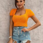 Top ażurowy Leti mandarynkowy