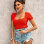 Top ażurowy Leti pomarańczowy