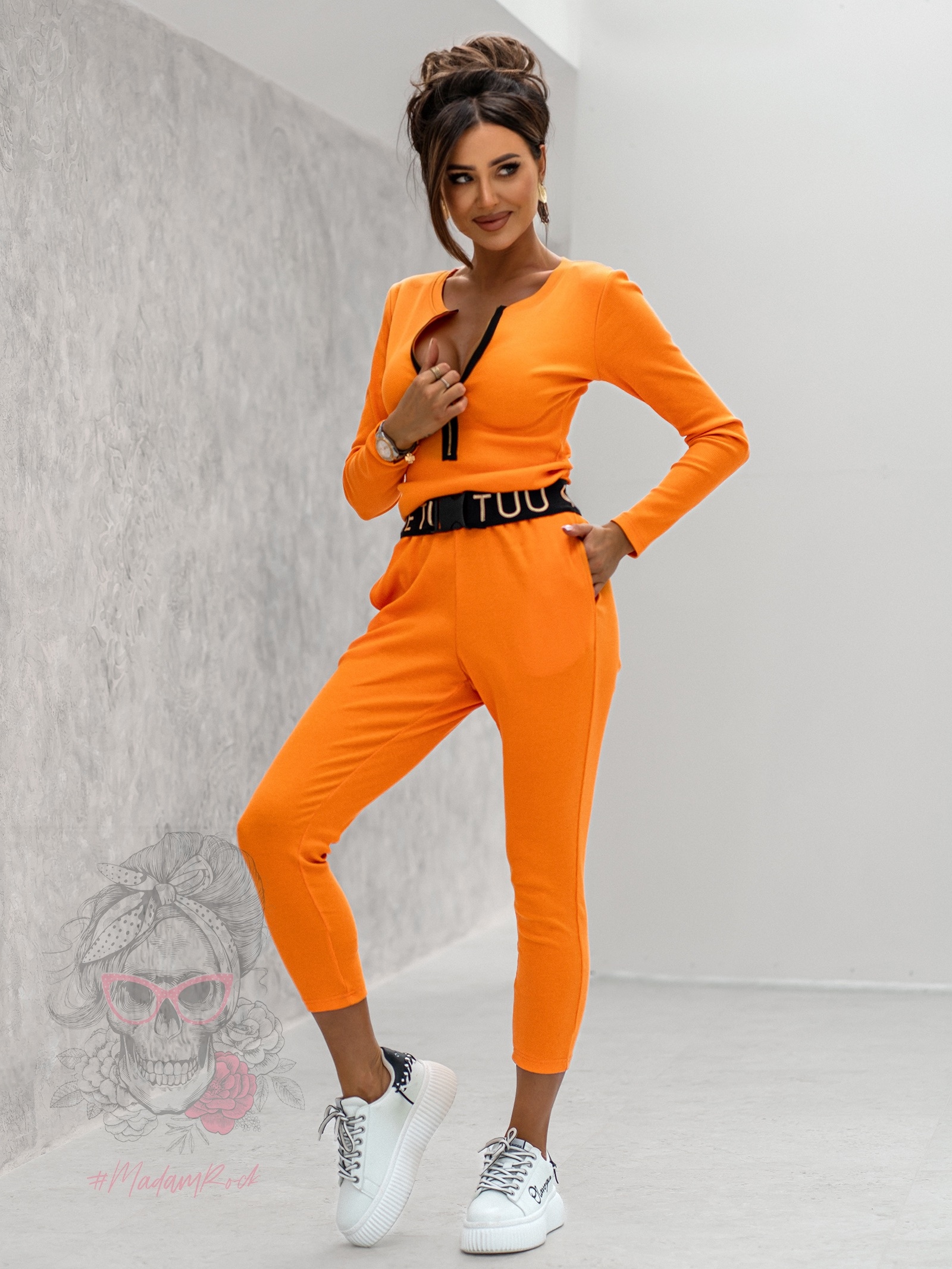 Kombinezon prążkowany SlimBody pomarańczowy