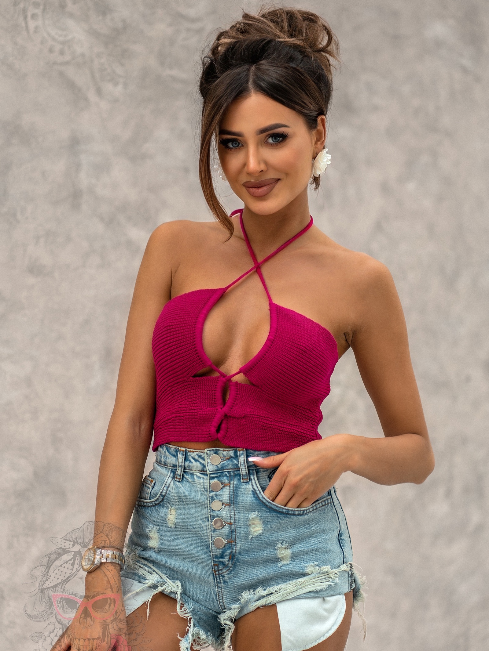 Top sweterkowy Meza fuksja Top sweterkowy Meza fuksja