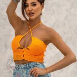 Top sweterkowy Meza pomarańczowy