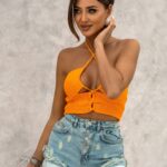 Top sweterkowy Meza pomarańczowy