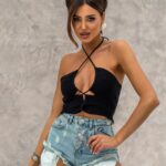 Top sweterkowy Meza czarny