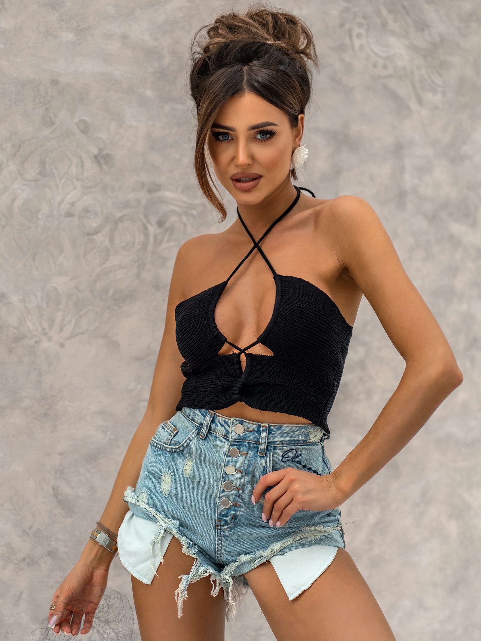 Top sweterkowy Meza czarny