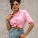 T-shirt klasyczny Magenta pudrowy