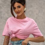 T-shirt klasyczny Magenta pudrowy