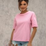 T-shirt klasyczny Magenta pudrowy