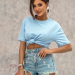 T-shirt klasyczny Magenta błękitny