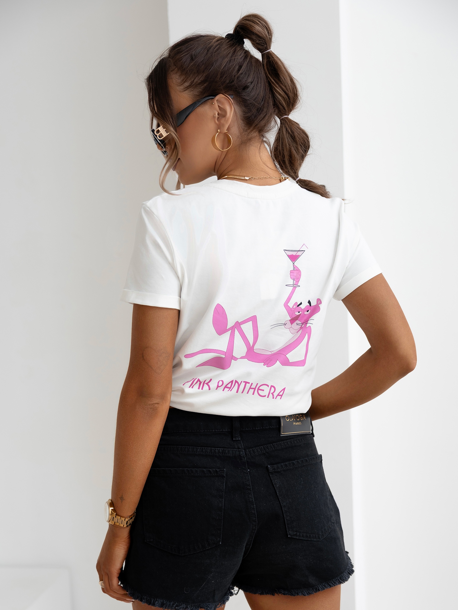 T-shirt taliowany PORT OLAVOGA ecru