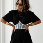 T-shirt sukienka z gorsetem CENIR OLAVOGA czarna