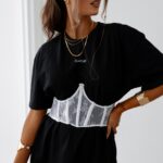 T-shirt sukienka z gorsetem CENIR OLAVOGA czarna